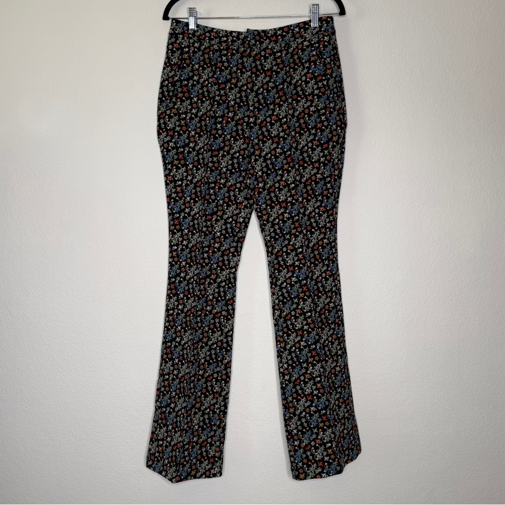 Scotch & Soda Black Floral Flare Pants Tailored Zipper Fly Pockets Size M